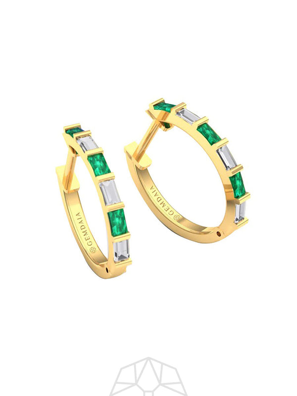 Emerald Serenity 14K Gold Hoops