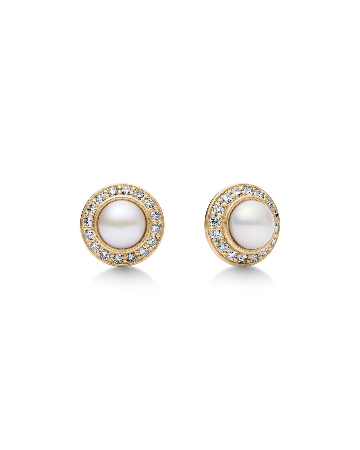 Elaine 14K Gold Earstuds w. Diamonds & Freshwater Pearls