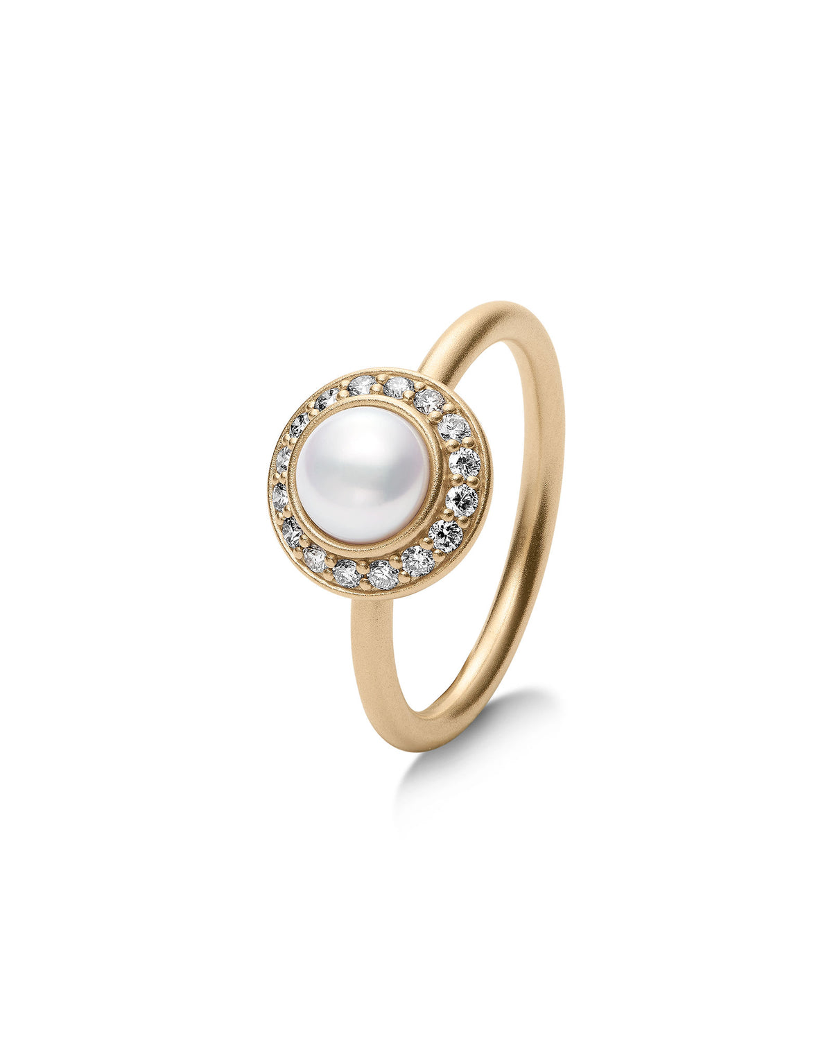 Elaine 14K Gold Ring w. Diamonds & Freshwater Pearl
