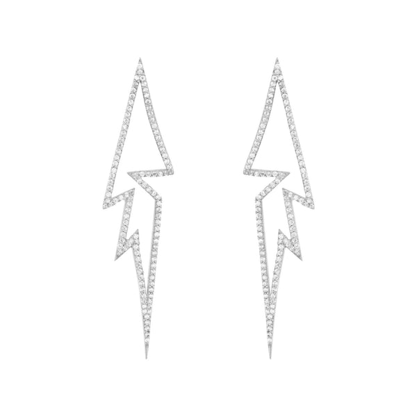 Flash White Rhodium on Silver Earrings w. Zirconia