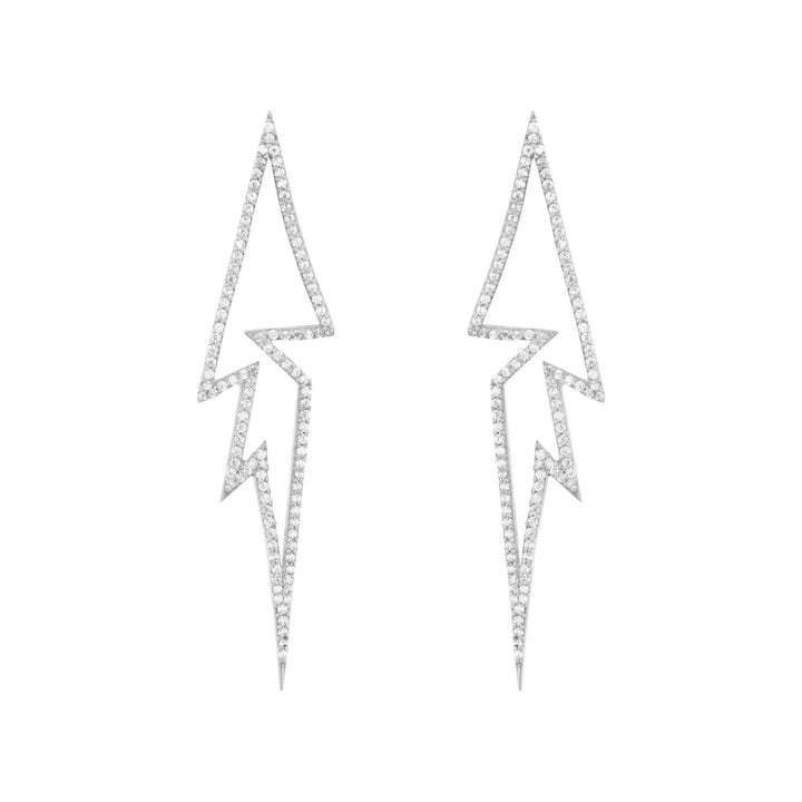 Flash White Rhodium on Silver Earrings w. Zirconia