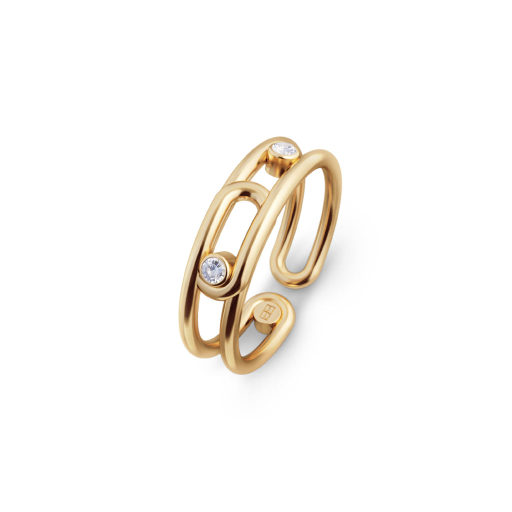 Elements N°8 18K Gold Ring w. Diamonds