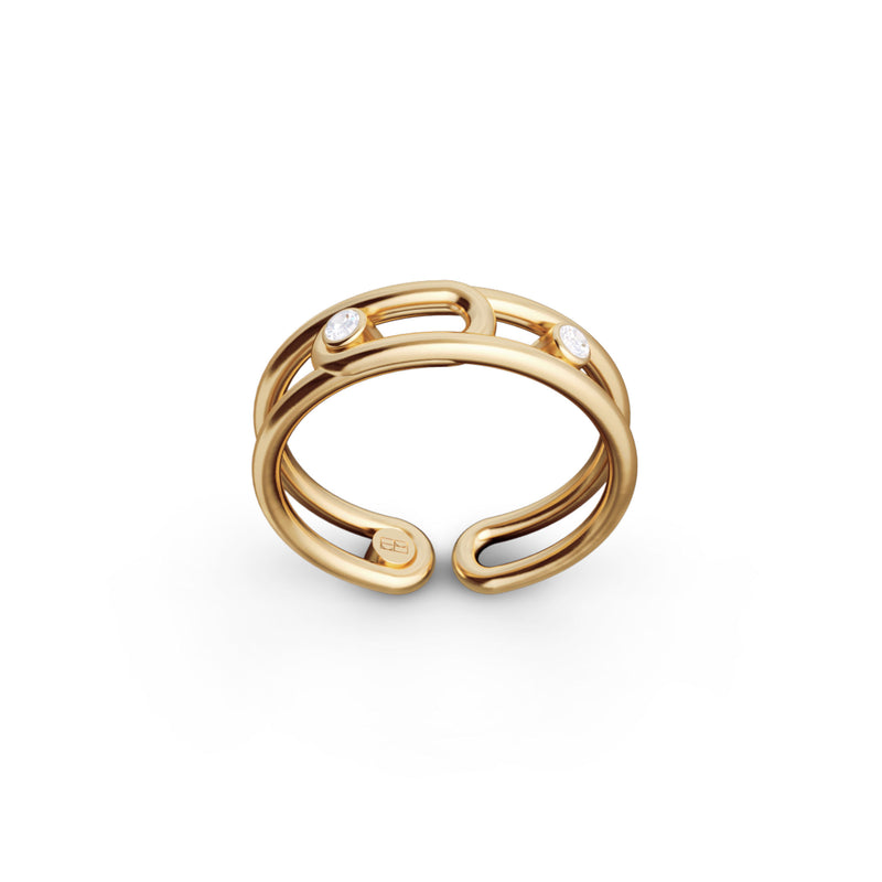 Elements N°8 18K Gold Ring w. Diamonds