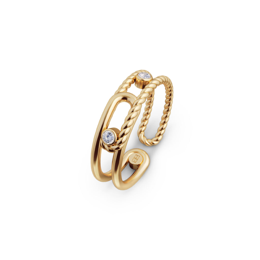 Elements N°9 18K Gold Ring w. Diamonds