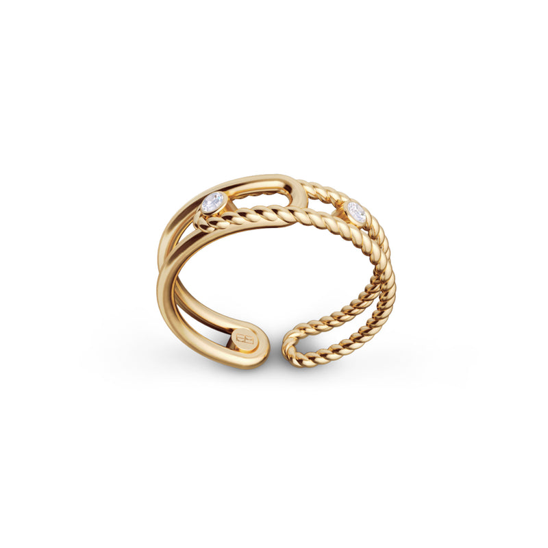 Elements N°9 18K Gold Ring w. Diamonds