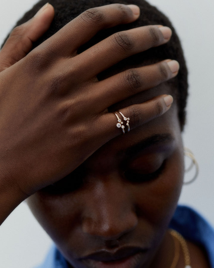 Valerie 14k Weißgoldenring w. Diamanten gewachsen