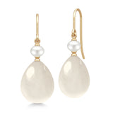 Elina 14K Gold Earrings w. Freshwater Pearl & White Moonstones
