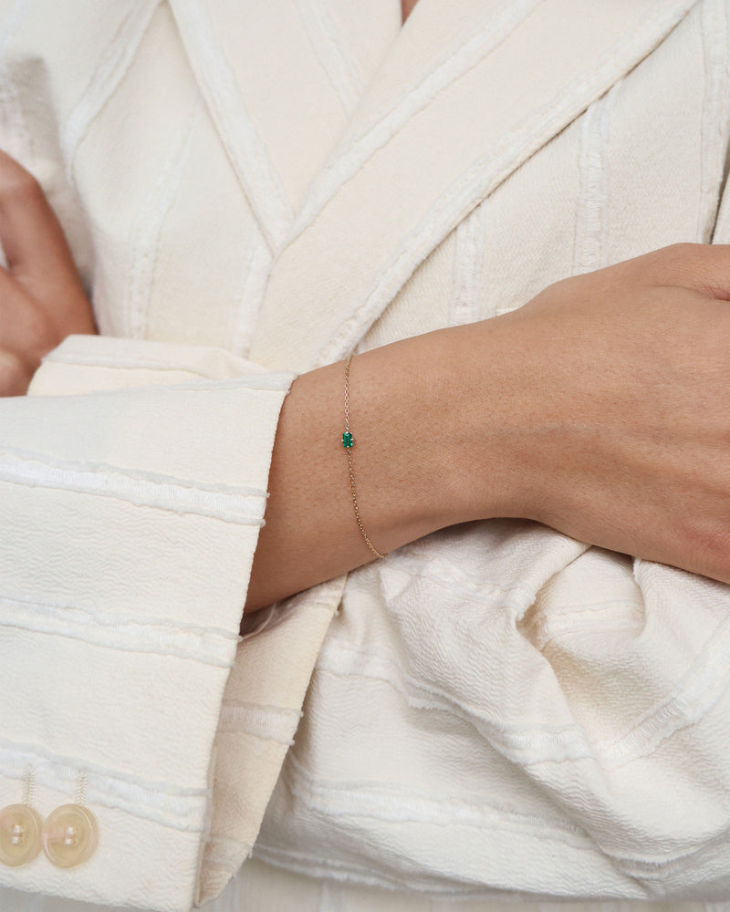 Emerald 14k Whitegold Bracelet w. Emerald