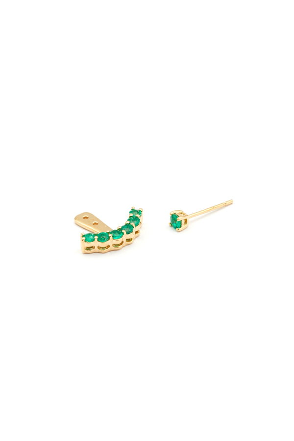 Emerald Ear Jacket 18K Gold Earring w. Emerald