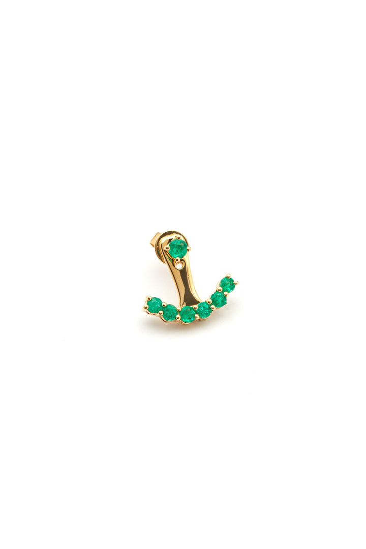 Emerald Ear Jacket 18K Gold Earring w. Emerald