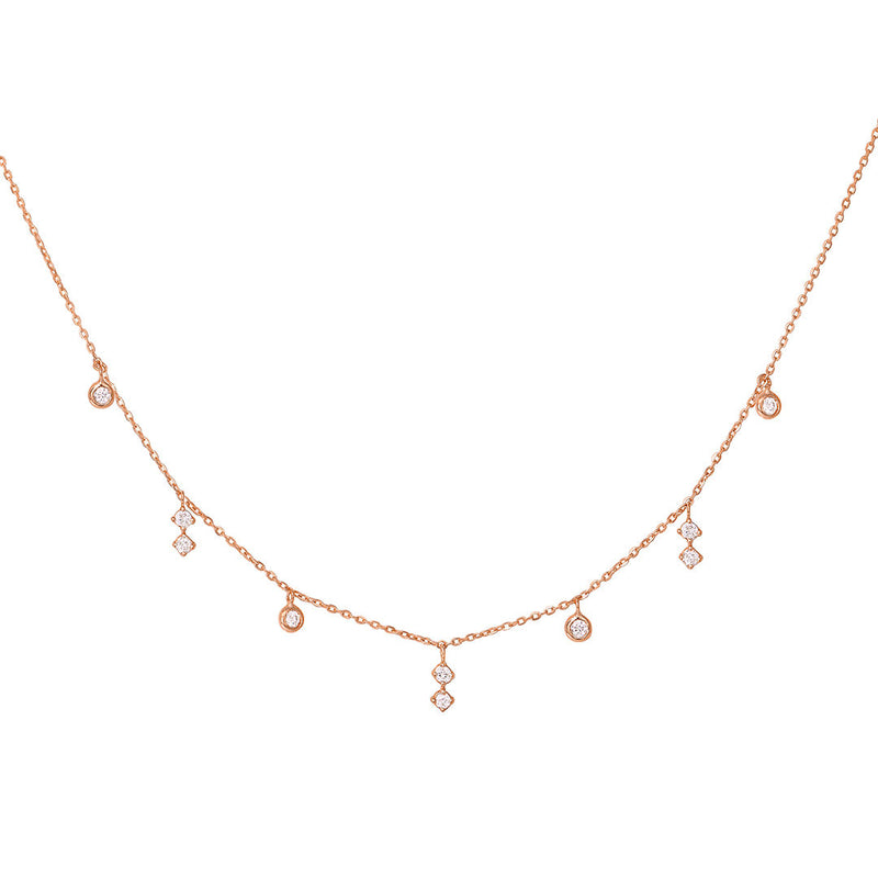 Enchanting 18K Rosegold Necklace w. Diamonds