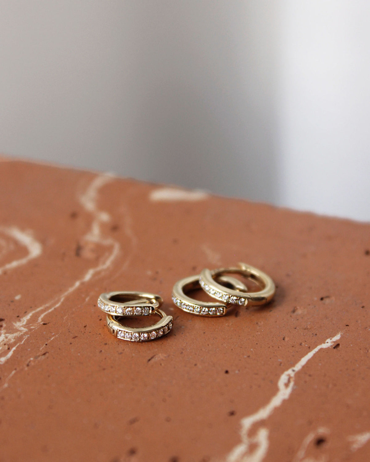 Elysia Era Small 14k Gold Hoop w. Diamonds