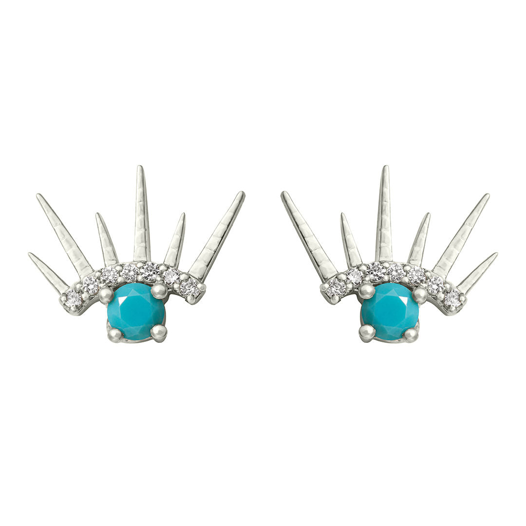 Evil Eye Part II 18K White Gold Stud w. Diamonds