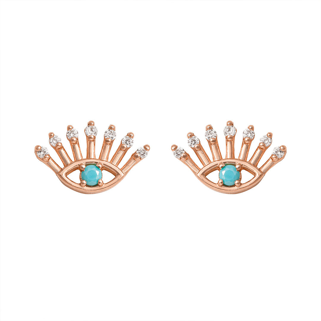Evil Eye Part I 18K Rose Gold Stud w. Diamonds