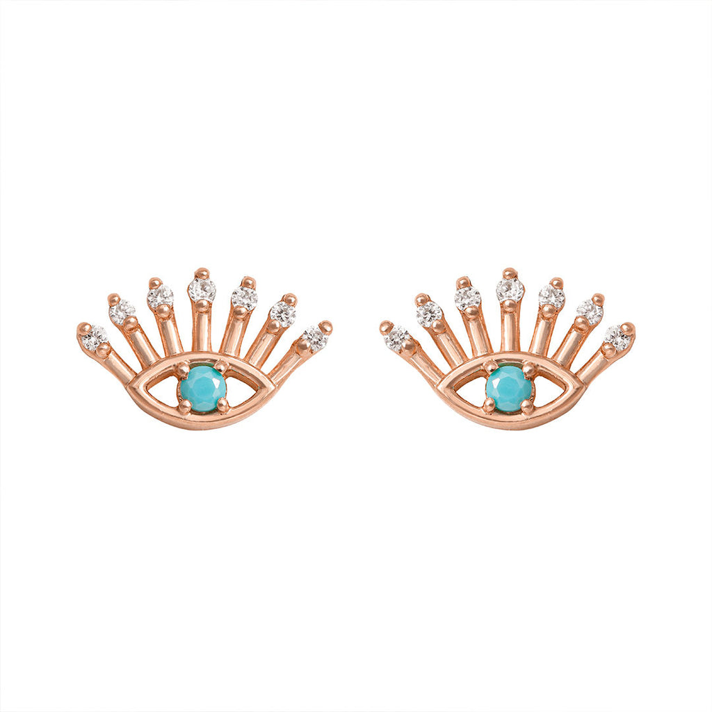 Evil Eye Part I 18K Rose Gold Stud w. Diamonds