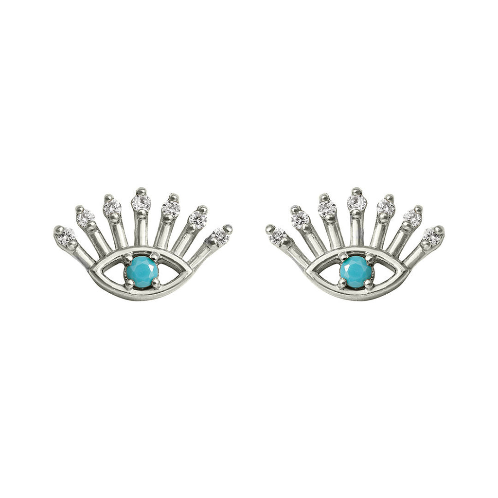 Evil Eye Part I 18K White Gold Stud w. Diamonds