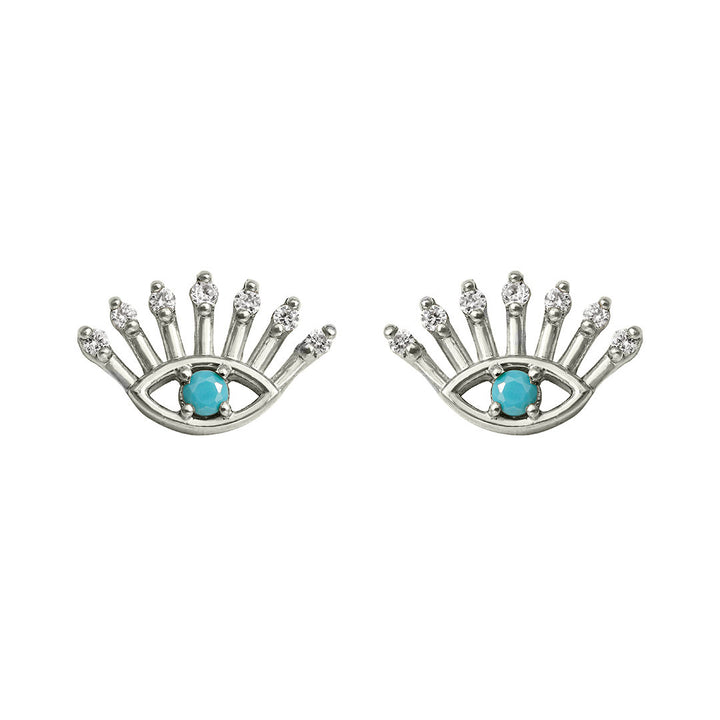 Evil Eye Part I 18K White Gold Stud w. Diamonds