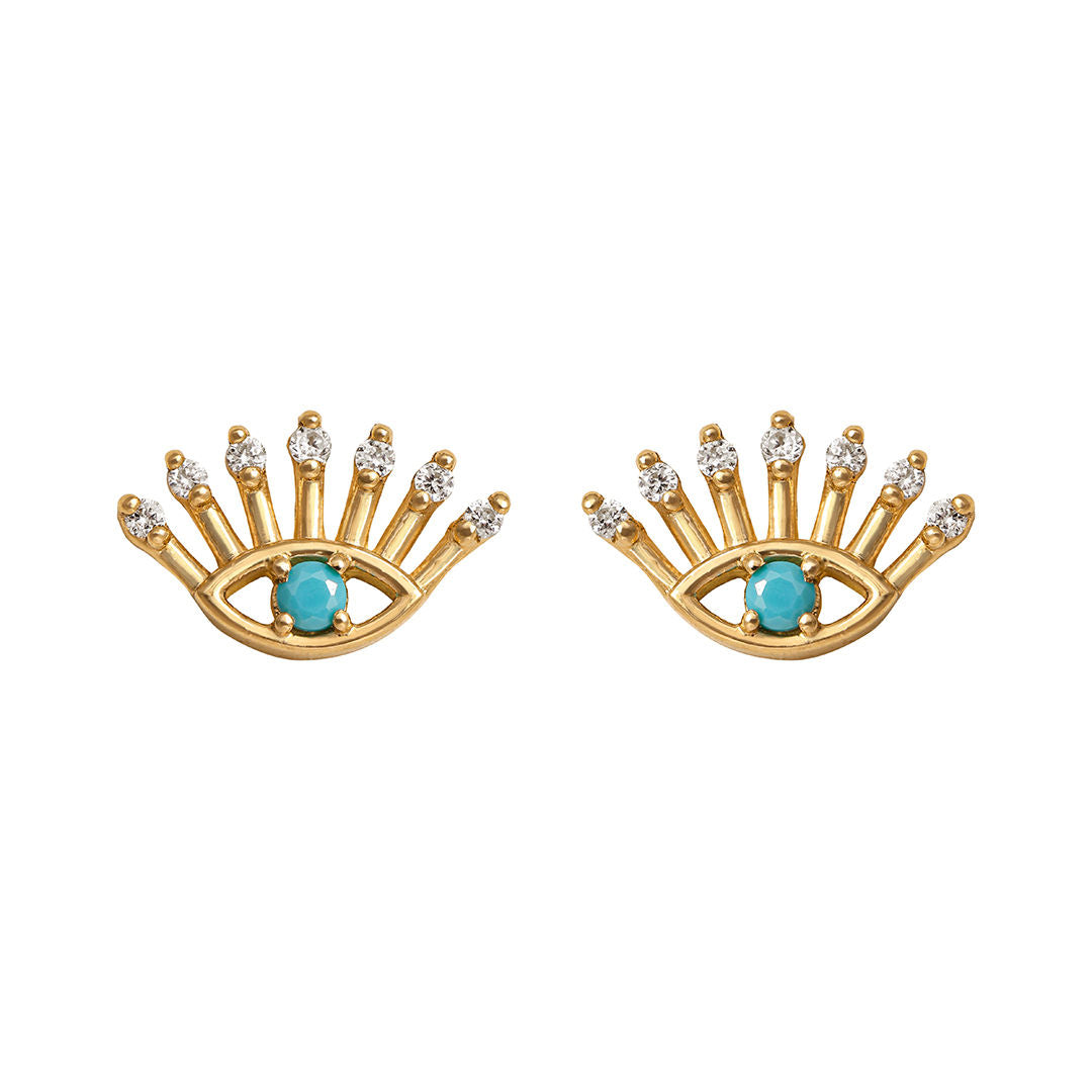 Evil Eye Part I 18K Gold Stud w. Diamonds