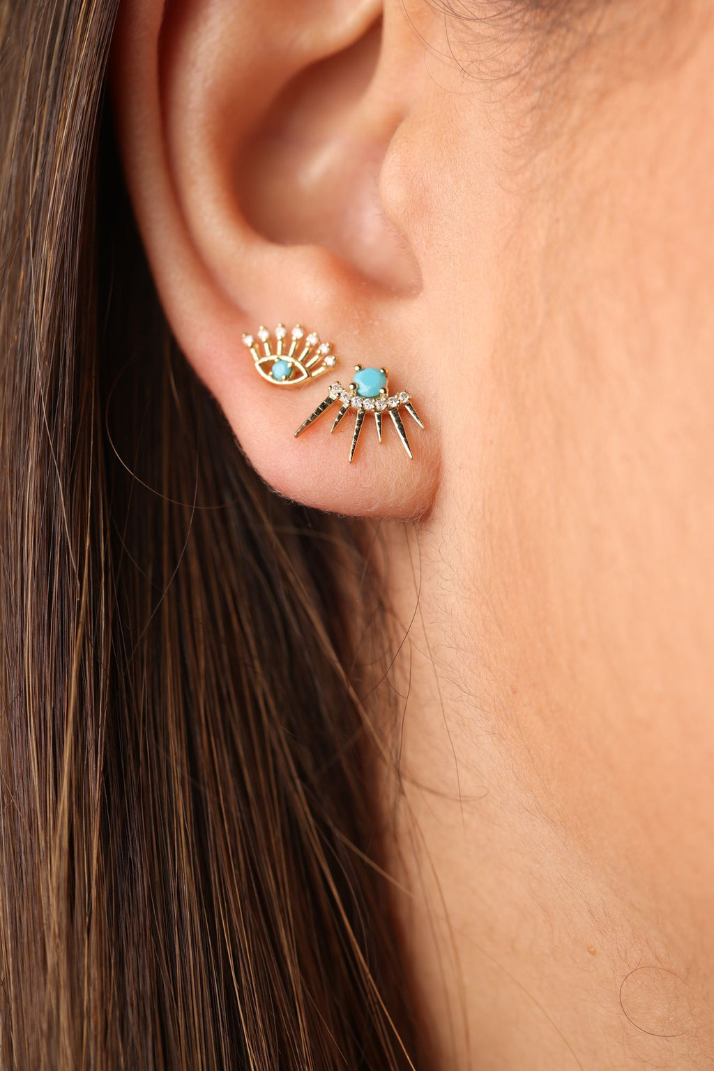 Evil Eye Part I 18K Rose Gold Stud w. Diamonds