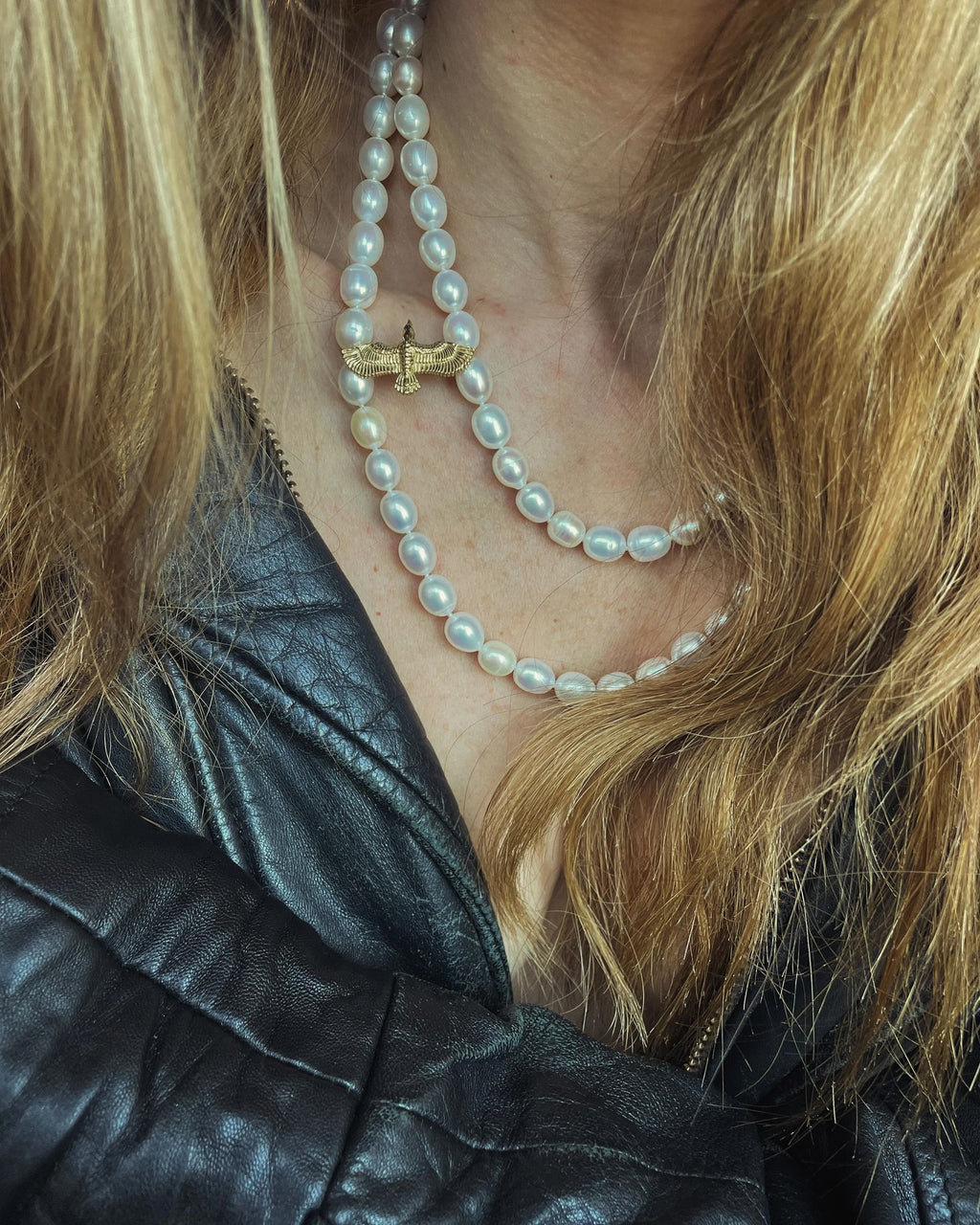 Raven Gold Plated Necklace w. Pearls