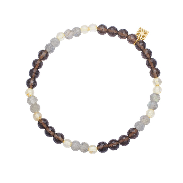 18K Gold Plated Bracelet w. Quartz & Labradorite