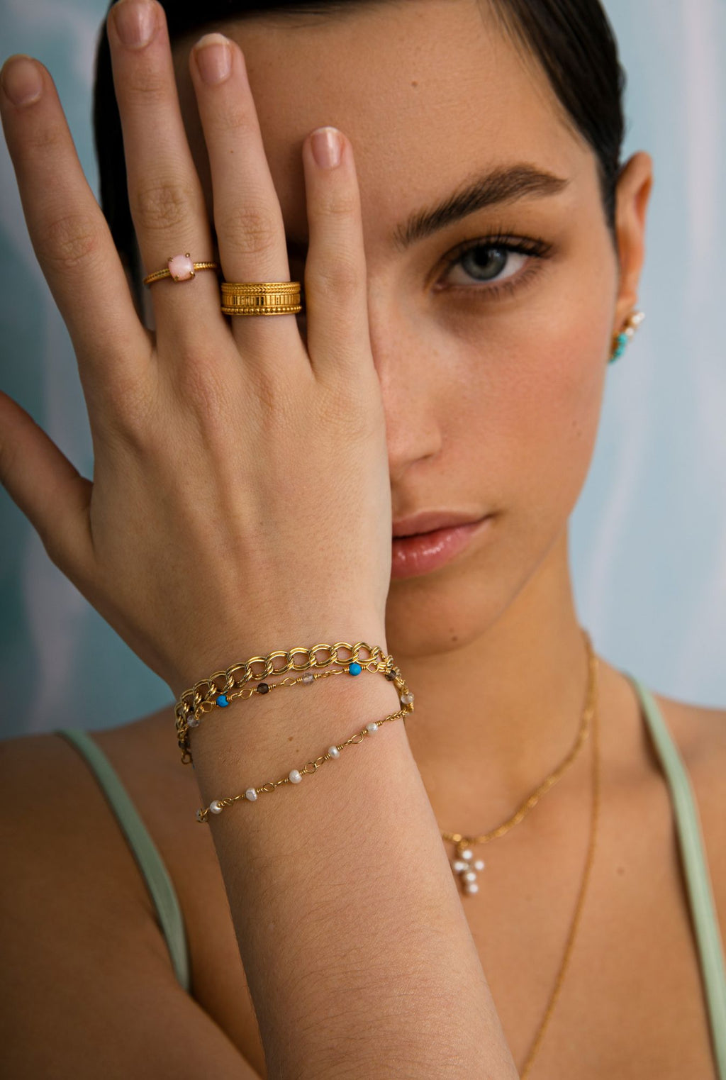 Reef Armband 18K vergoldet mit verschiedenen Steinen