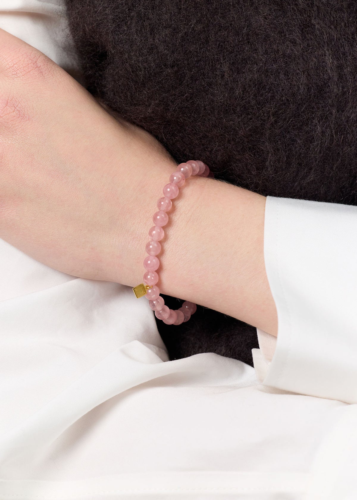 Rose Gold Plated Bracelet w. Rose Quartz