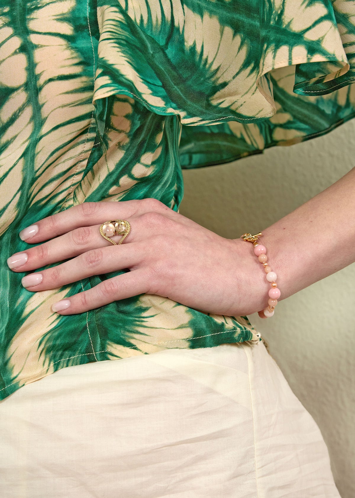 Gladys Forgyldt Armbånd m. Pink Opal