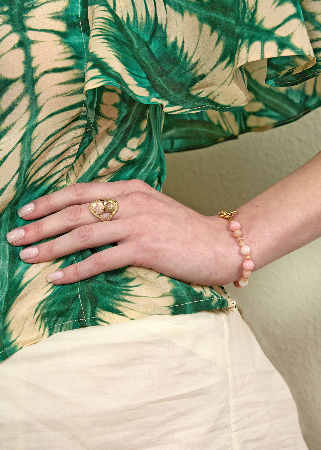 Gladys Gold Plated Bracelet w. Pink Opal