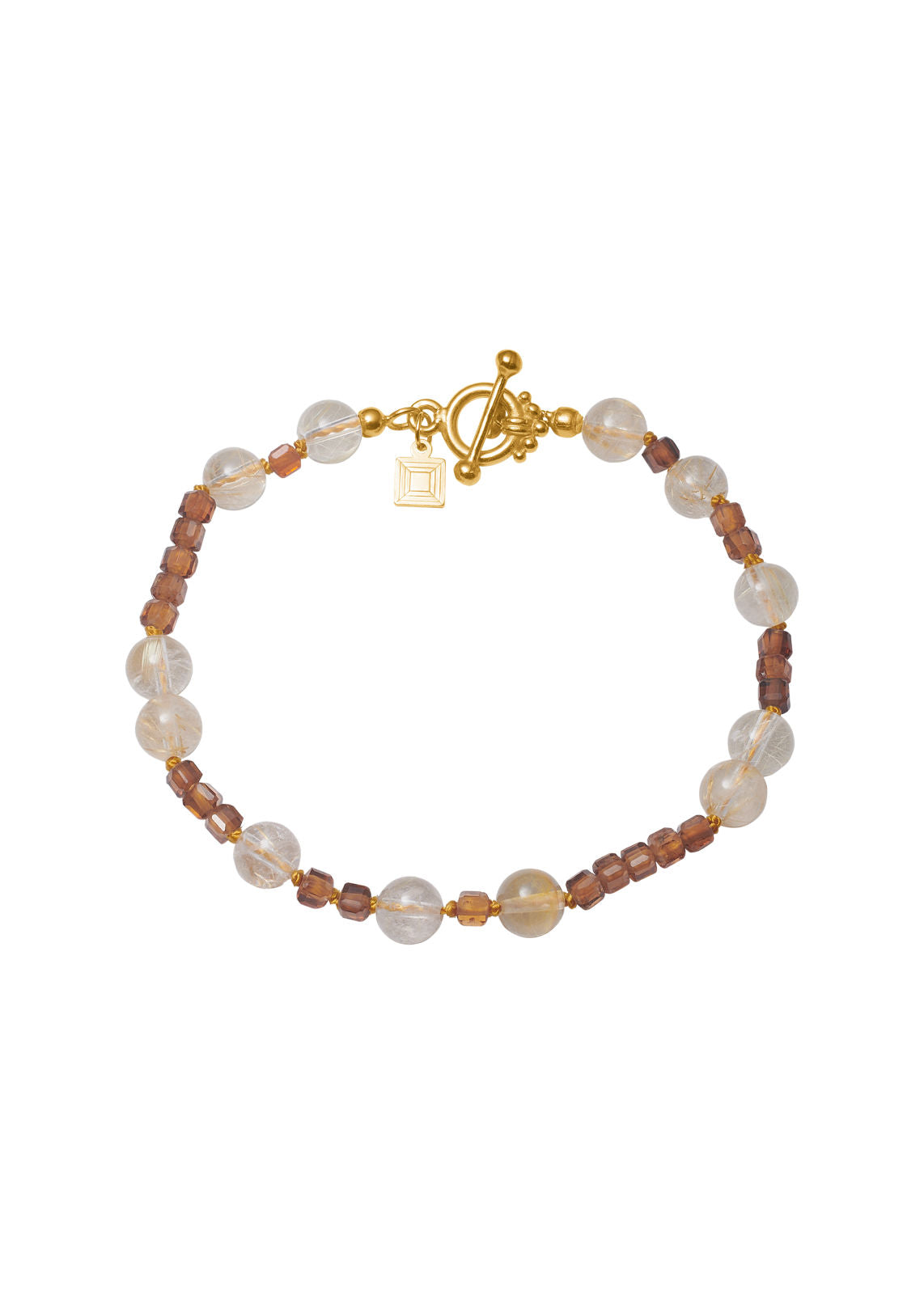 Safran Gold Plated Bracelet w. Golden Rutile Quartz & Yellow Tourmalines