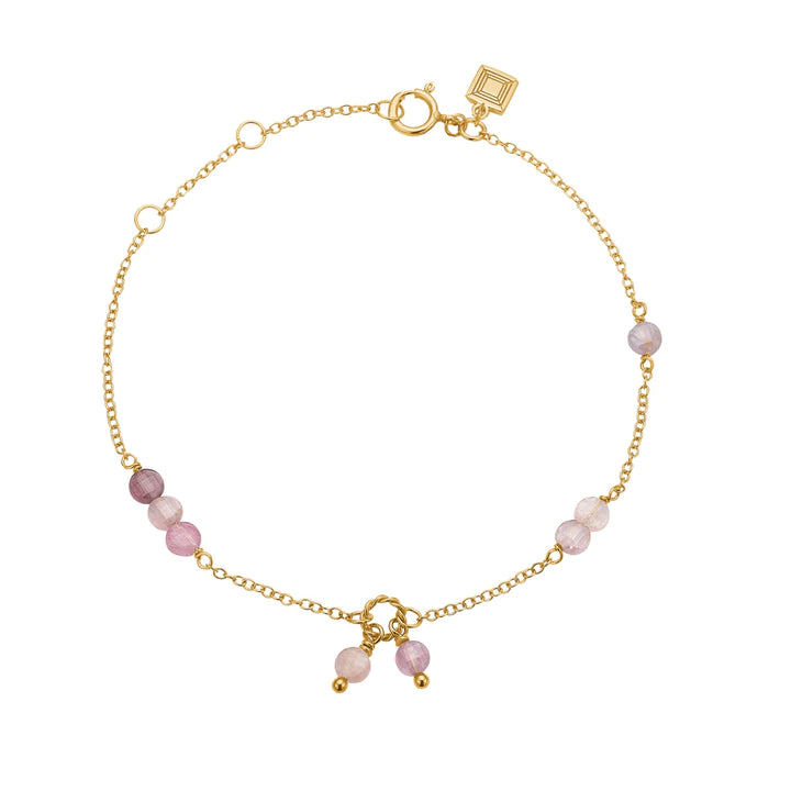 18K Gold Plated Bracelet w. Pink Spinel