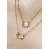 Chain 18K Gold Plated Necklace w. Quartz
