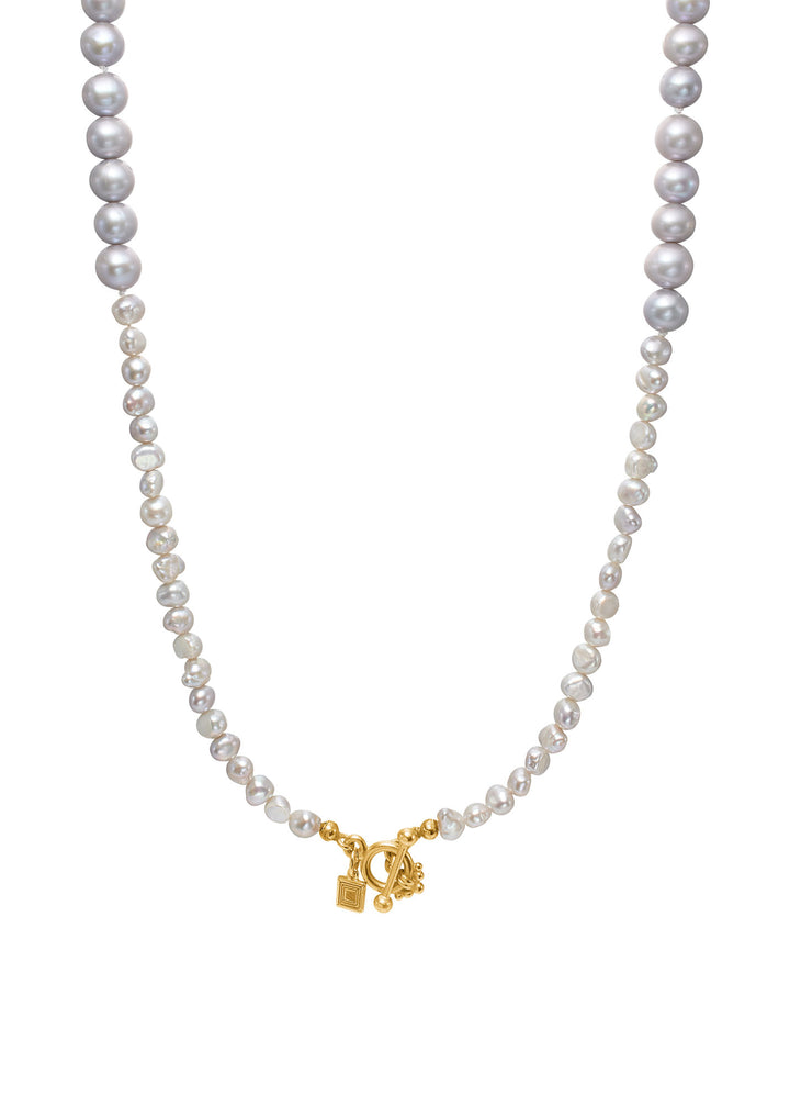 Lotus Gold Plated Necklace w. Grey Pearl