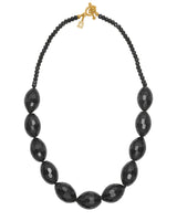 Edith Gold Plated Necklace w. Black Agate & Black Spinel