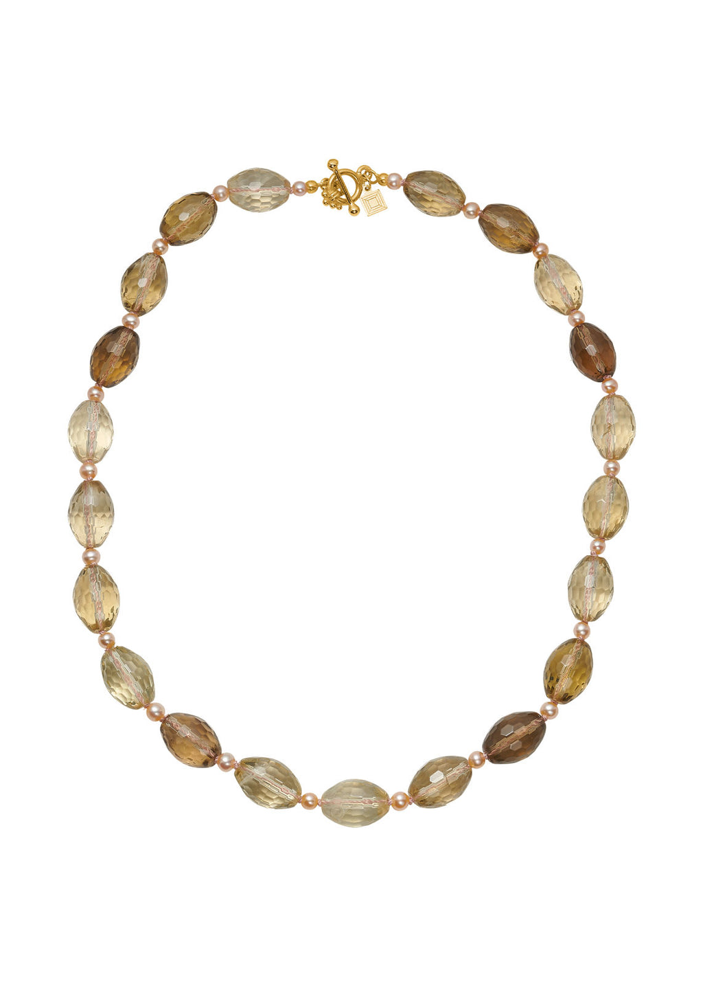 Evita Gold Plated Necklace w. Lemon Qartz & Pearl