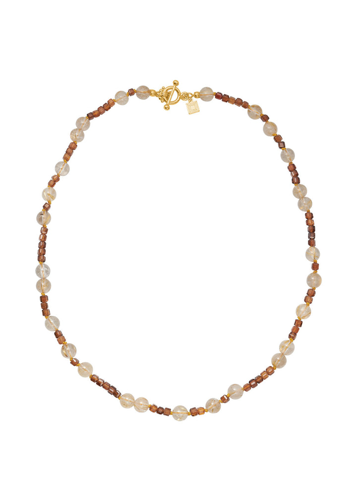 Safran Gold Plated Necklace w. Golden Rutile Quartz & Yellow Tourmalines