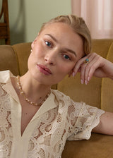 Lucy Gold Plated Necklace w. Golden Rutile Quartz & Pearls