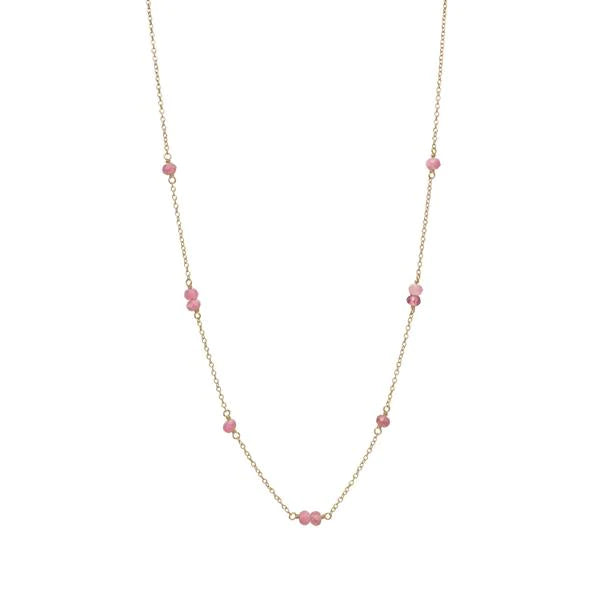 Pink 18K Gold Plated Necklace w. Tourmaline