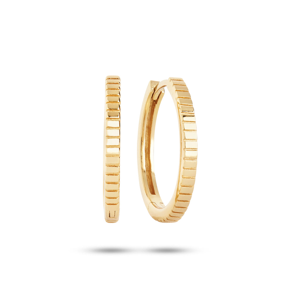 Pinstripe medium 18K Gold Plated Hoop