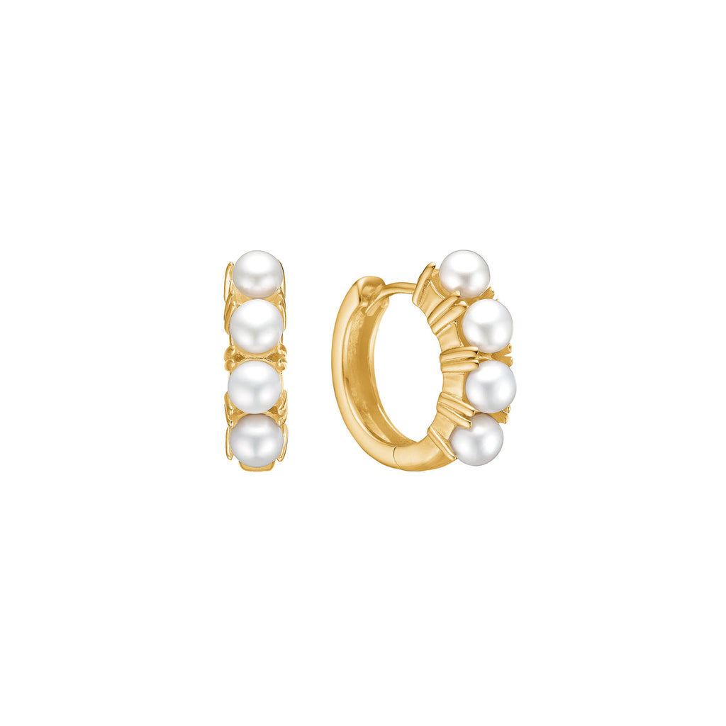 Reef small 18K Gold Plated Hoop w. Pearls