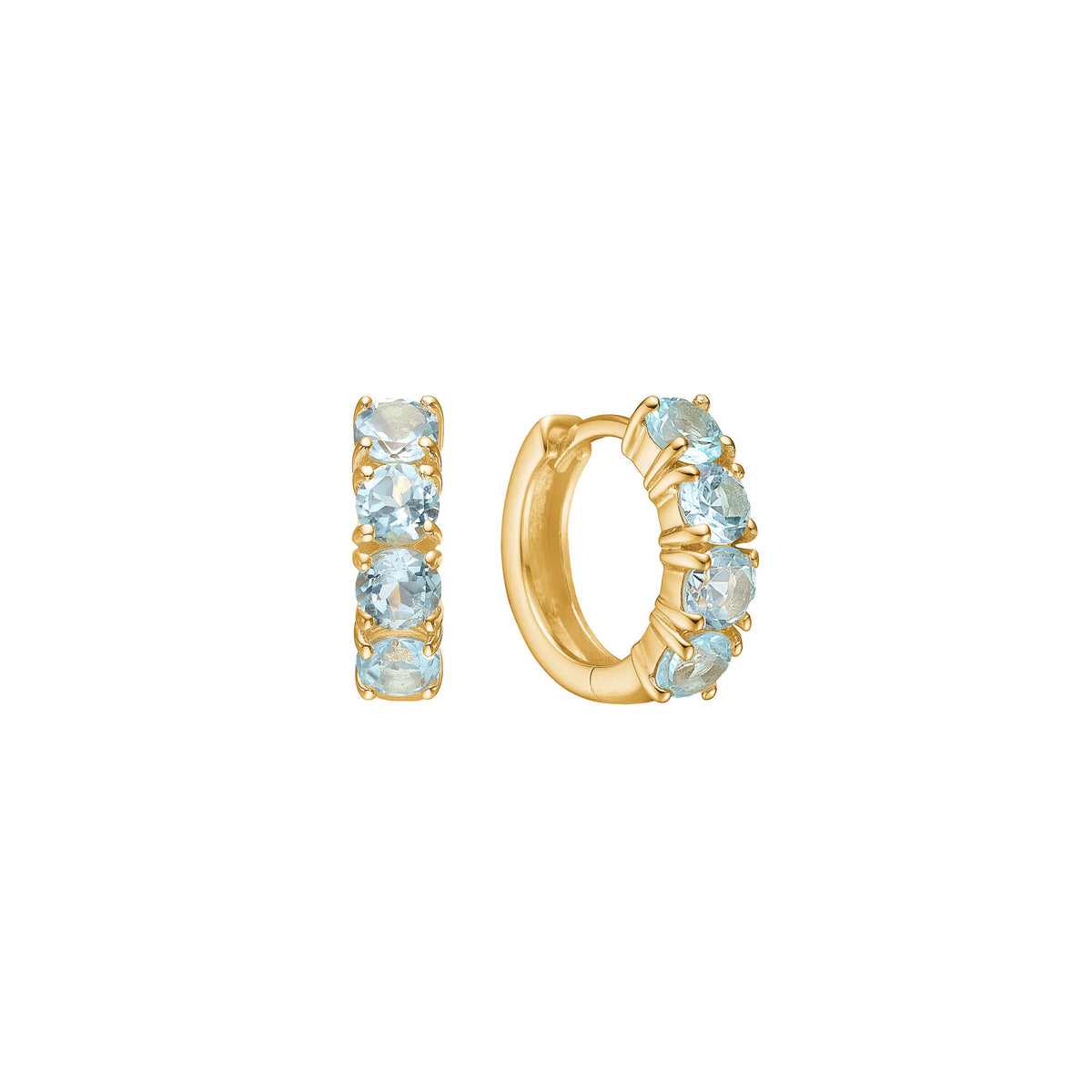Reef 18K Gold Plated Hoops w. Topaz