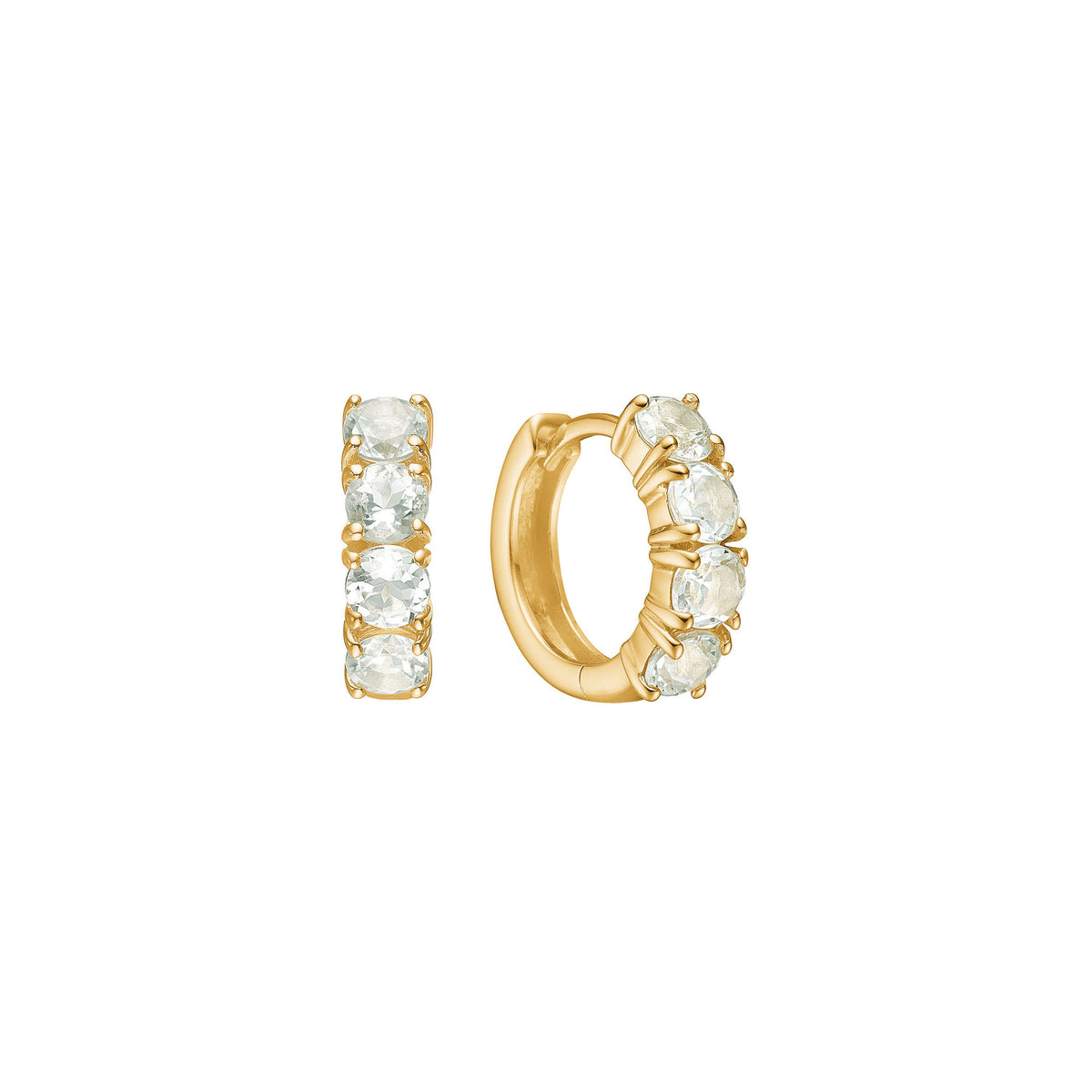 Reef small 18K Gold Plated Hoop w. Prasiolite