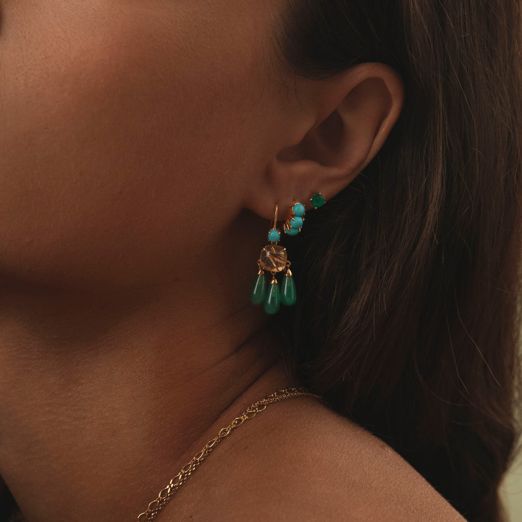 Pasha Mini 18K Gold plattiert Hoop w. Türkis