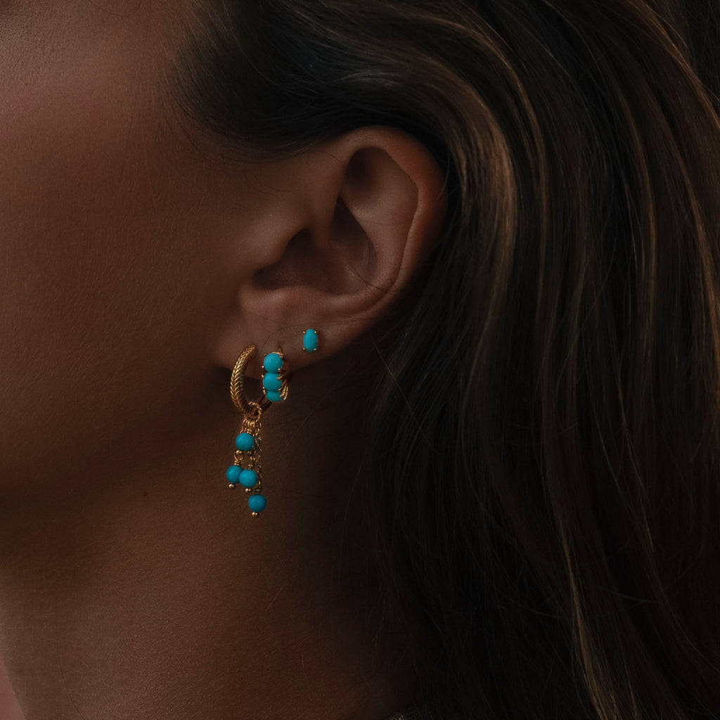 Pasha Mini 18K Gold plattiert Hoop w. Türkis