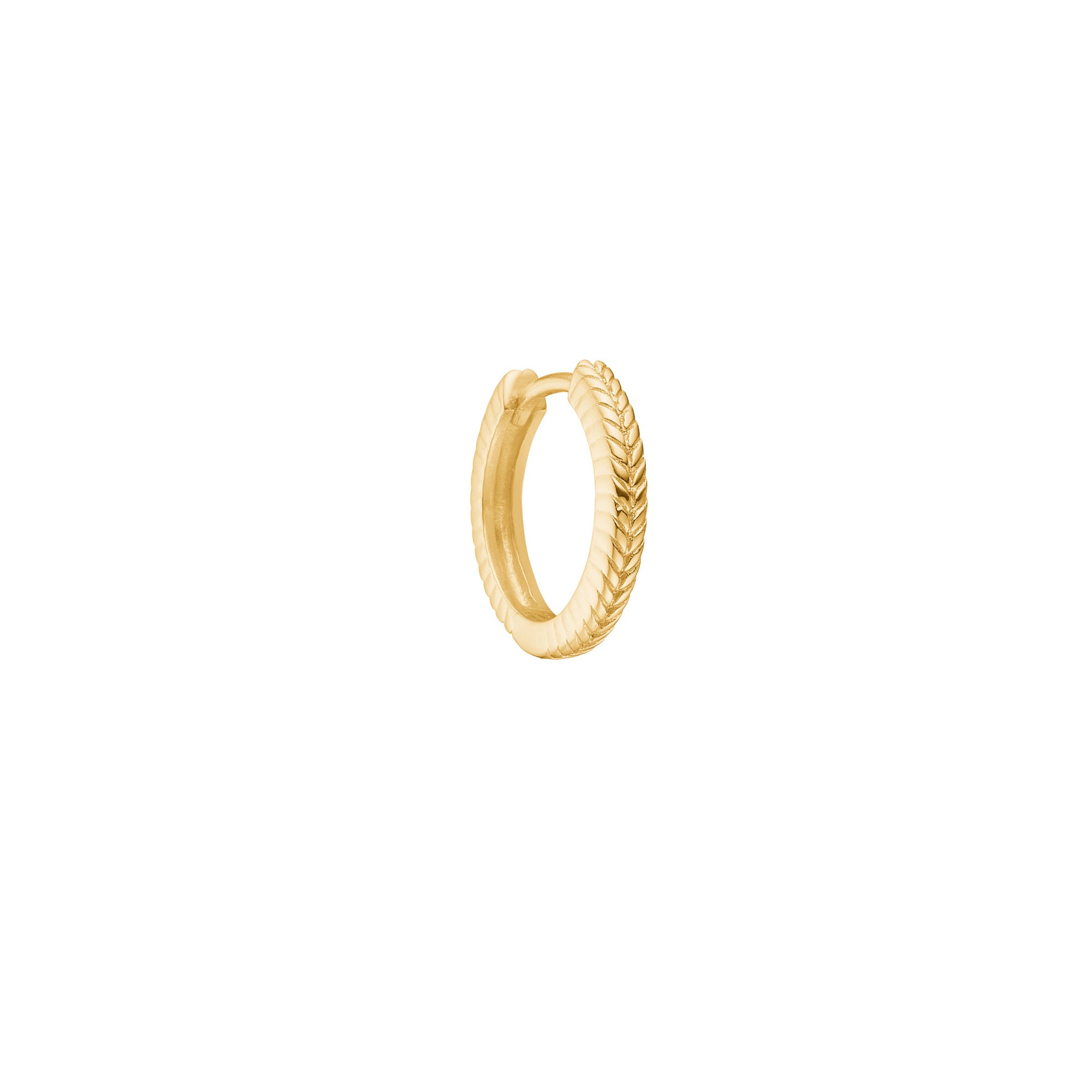 Fishbone small 18K Gold Plated Hoop w. Herringbone details