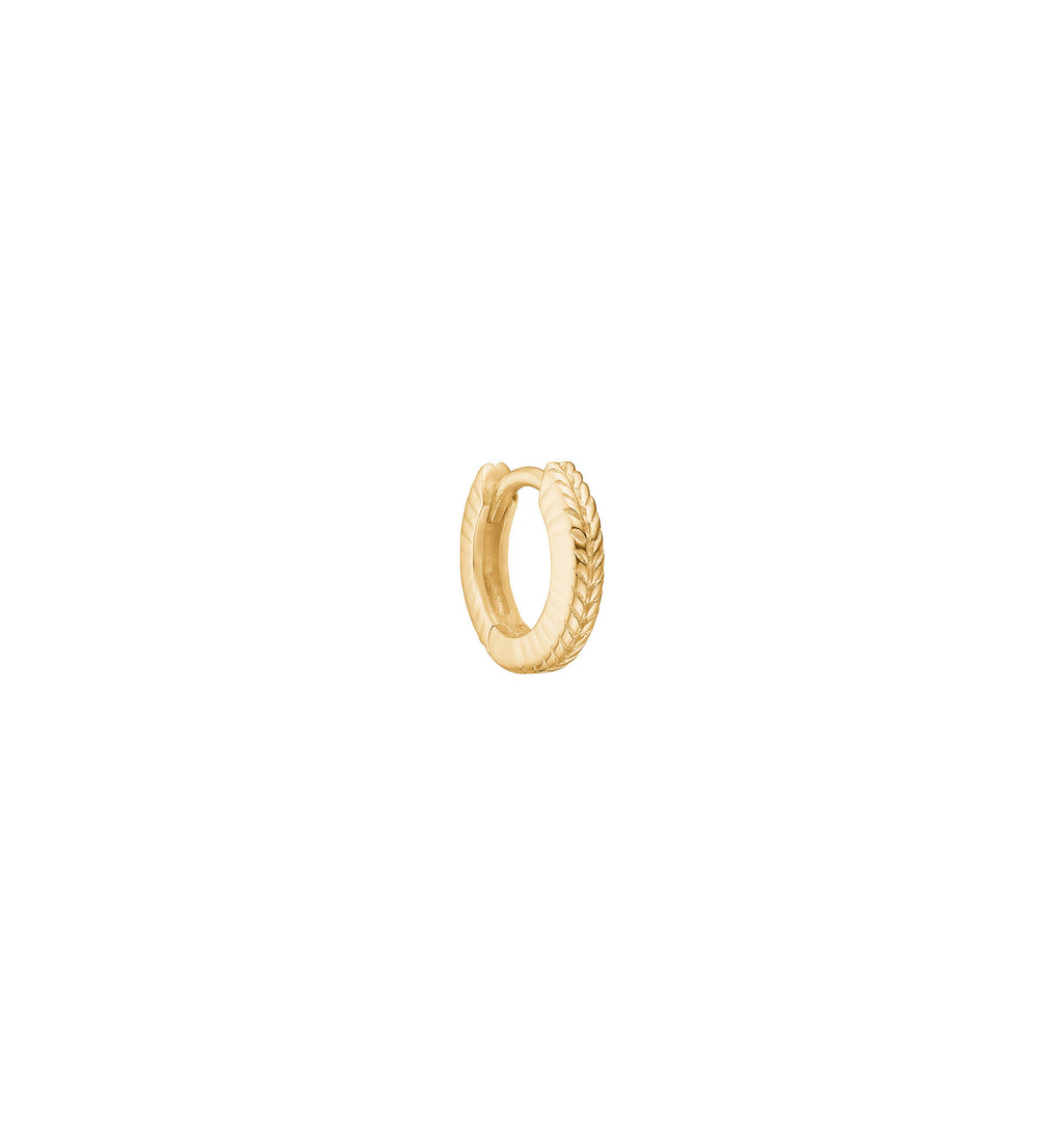 Fishbone mini 18K Gold Plated Hoop w. Herringbone details
