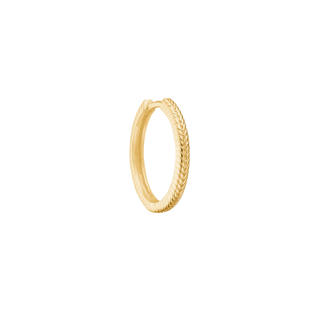 Fishbone medium 18K Gold Plated Hoop w. Herringbone details