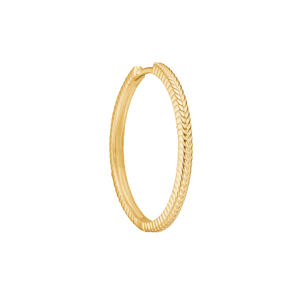 Fishbone large 18K Gold Plated Hoop w. Herringbone details