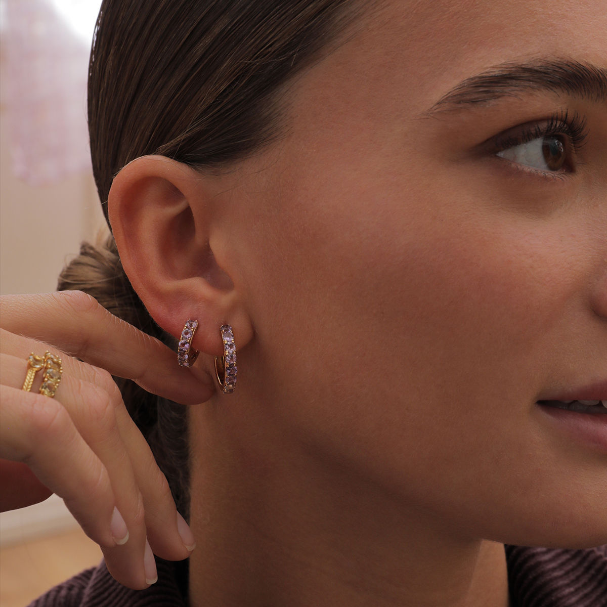 Olalla Hoops 18K vergoldet I Lila Amethyst