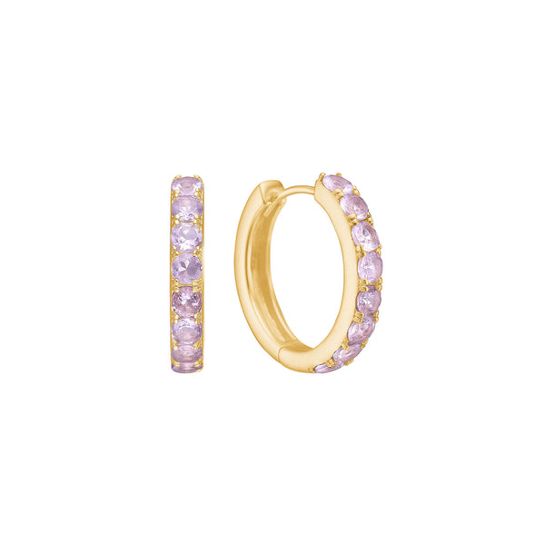 Olalla 18K Gold Plated Hoops w. Faceted Amethyst